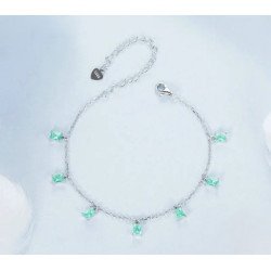 Bamoer Βραχιόλι Bsb168 Με Διάφανα Κρύσταλλα, Ασήμι 925, Ασημί/Βεραμάν