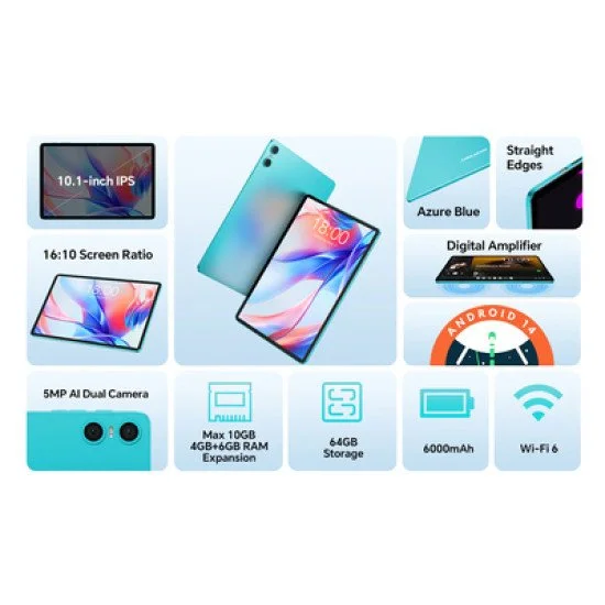 Teclast Tablet P30, 10.1", 4/64Gb, Android 14, 6000Mah, Μπλε Teclast Tablet P30, 10.1", 4/64Gb, Android 14, 6000Mah, Μπλε