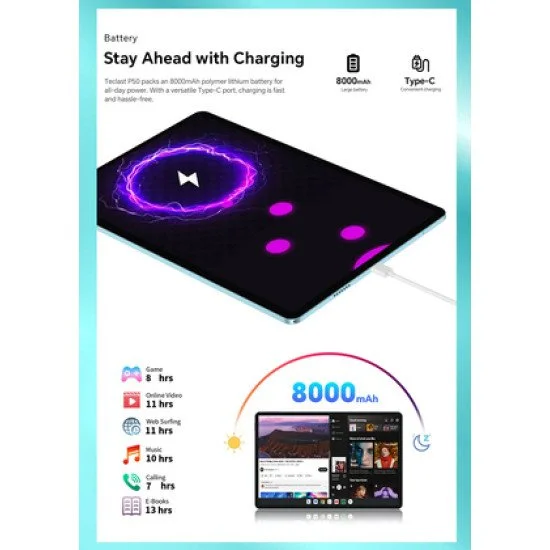 Teclast Tablet P50, 11", 6/128Gb, 4G, Android 14, 8000Mah, Μπλε Teclast Tablet P50, 11", 6/128Gb, 4G, Android 14, 8000Mah, Μπλε