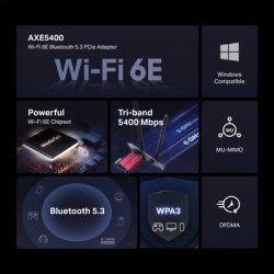Mercusys Κάρτα Δικτύου Ma86Xe, Axe5400, Wi-Fi 6E, Bluetooth, Pcie, V.2.0 Mercusys Κάρτα Δικτύου Ma86Xe, Axe5400, Wi-Fi 6E, Bluetooth, Pcie, V.2.0