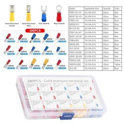 Σετ Ακροδεκτών Καλωδίων Ag709A Με Μόνωση, Πολύχρωμοι, 280Τμχ Σετ Ακροδεκτών Καλωδίων Ag709A Με Μόνωση, Πολύχρωμοι, 280Τμχ