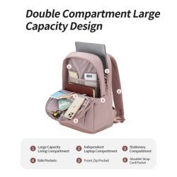 Chantria Γυναικεία Τσάντα Πλάτης Cb00638 Με Θήκη Laptop 15.6", 20.2L, Κόκκινη