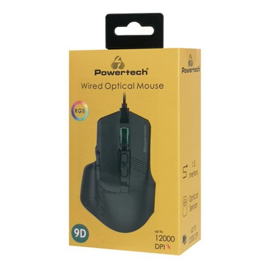 Powertech Ενσύρματο Gaming Ποντίκι Pt-1274, Rgb Φως, Οπτικό, 12000Dpi, Μαύρο Powertech Ενσύρματο Gaming Ποντίκι Pt-1274, Rgb Φως, Οπτικό, 12000Dpi, Μαύρο