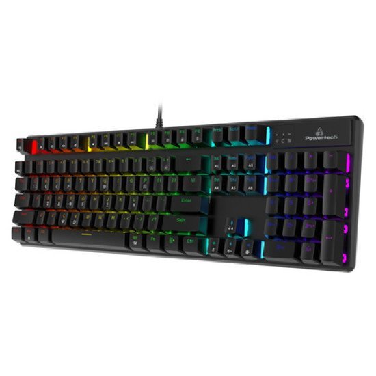 Powertech Gaming Μηχανικό Πληκτρολόγιο Pt-1254, Ενσύρματο, Rgb, Μαύρο