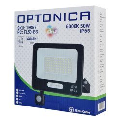 Optonica Led Προβολέας 15857 Με Αισθητήρα Κίνησης, 50W, 6000K, Ip65