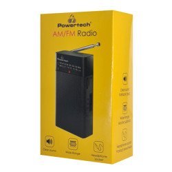 Powertech Φορητό Ραδιόφωνο Pt-1245 Με Πτυσσόμενη Κεραία, Μαύρο