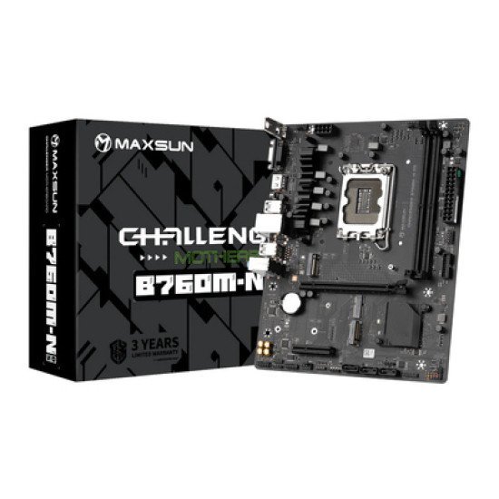 Maxsun Μητρική Challenger B760M-N D5, 2X Ddr5, S1700, Usb 3.2, 1G Lan, M-Atx Maxsun Μητρική Challenger B760M-N D5, 2X Ddr5, S1700, Usb 3.2, 1G Lan, M-Atx