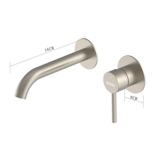 Bruno Μπαταρία Νιπτήρα M61615-207, Εντοιχισμού, Αναμεικτική, Ασημί
