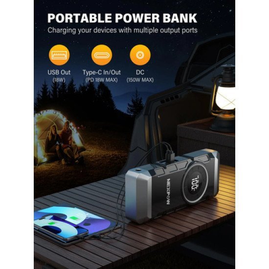 Nexpow Εκκινητής Μπαταρίας & Συμπιεστής Αέρος Np2, 12V/3000A, 150Psi, 12000Mah Nexpow Εκκινητής Μπαταρίας & Συμπιεστής Αέρος Np2, 12V/3000A, 150Psi, 12000Mah