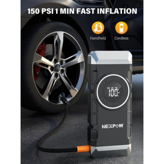 Nexpow Εκκινητής Μπαταρίας & Συμπιεστής Αέρος Np2, 12V/3000A, 150Psi, 12000Mah Nexpow Εκκινητής Μπαταρίας & Συμπιεστής Αέρος Np2, 12V/3000A, 150Psi, 12000Mah