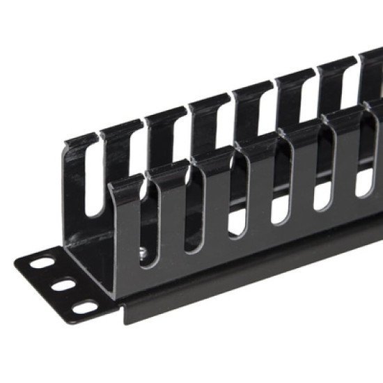 Powertech Cable Management Netw-0029 Για Rack 19"/1U, Πλαστικό, Μαύρο