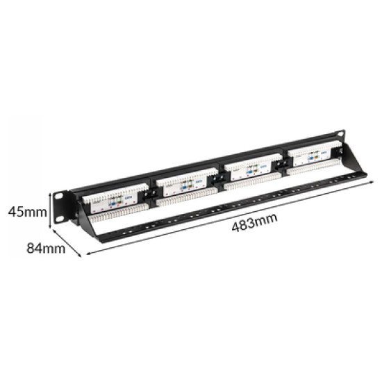 Powertech Patch Panel Netw-0027 Για Rack 19"/1U, 24 Θυρών, Cat 6 Utp, Μαύρο Powertech Patch Panel Netw-0027 Για Rack 19"/1U, 24 Θυρών, Cat 6 Utp, Μαύρο