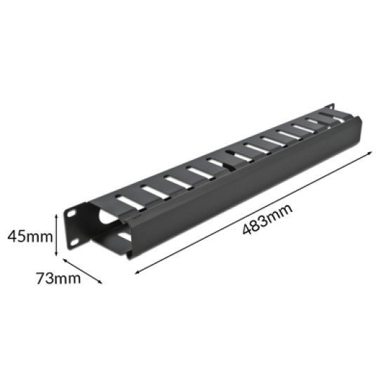 Powertech Cable Management Netw-0028 Για Rack 19"/1U, Μεταλλικό, Μαύρο