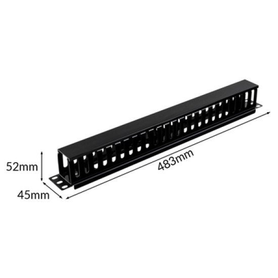 Powertech Cable Management Netw-0029 Για Rack 19"/1U, Πλαστικό, Μαύρο