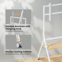 Brateck Βάση Δαπέδου Ttf13E-46Fw Για Τηλεόραση 37-86" Έως 80Kg, Με Ράφι & Ροδάκια