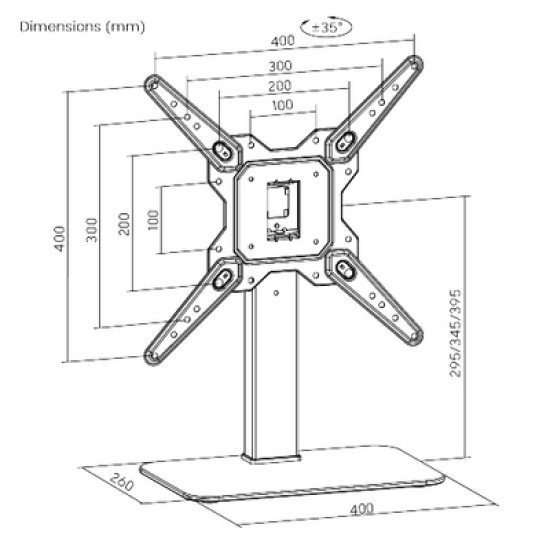 Powertech Επιτραπέζια Βάση Pt-1281 Για Τηλεόραση 23-55", 40Kg Powertech Επιτραπέζια Βάση Pt-1281 Για Τηλεόραση 23-55", 40Kg