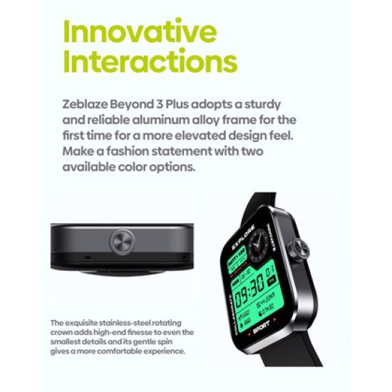 Zeblaze Smartwatch Beyond 3 Plus, Heart Rate, 1.78" Amoled, Gps, 3 Atm, Μαύρο