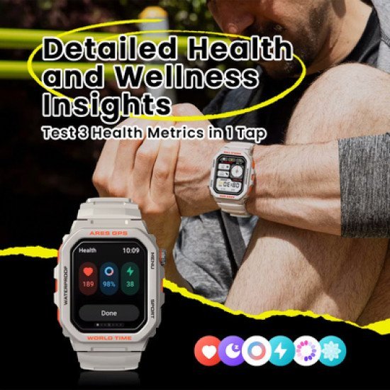 Zeblaze Smartwatch Ares Gps, Heart Rate, 1.75" Ips, Gps, 3 Atm, Μαύρο