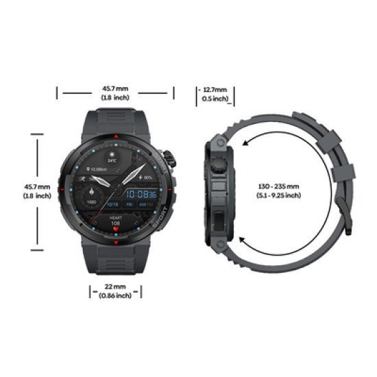 Zeblaze Smartwatch Ares 3 Plus, Heart Rate, 1.43" Amoled, Ip68, Μαύρο
