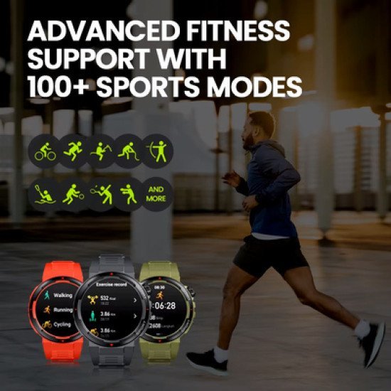 Zeblaze Smartwatch Ares 3 Plus, Heart Rate, 1.43" Amoled, Ip68, Μαύρο