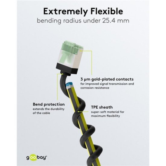 Goobay Καλώδιο Δικτύου 74355, Cat 8.1 U/Ftp, Slim, Copper, 40Gbps, 3M, Μαύρο Goobay Καλώδιο Δικτύου 74355, Cat 8.1 U/Ftp, Slim, Copper, 40Gbps, 3M, Μαύρο