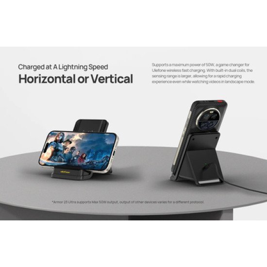 Ulefone Ασύρματος Φορτιστής & Βάση Smartphone Wcs01, 50W, Μαύρος