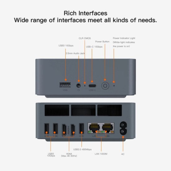 Beelink Mini Pc Eqr5, Amd 5650U, 16Gb, 500Gb M.2, Windows 11 Pro