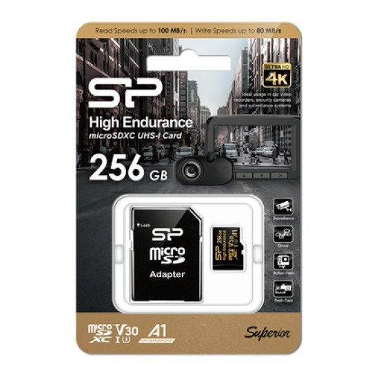 Silicon Power Κάρτα Μνήμης Microsdhc High Endurance, 256Gb, Class 10 Uhs-I U3 A1 V30