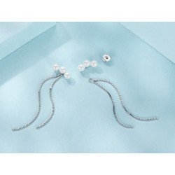 Bamoer Σκουλαρίκια Καρφωτά Sce1777 Με Πέρλες & Αλυσίδα, Ασήμι 925, Ασημί Bamoer Σκουλαρίκια Καρφωτά Sce1777 Με Πέρλες & Αλυσίδα, Ασήμι 925, Ασημί