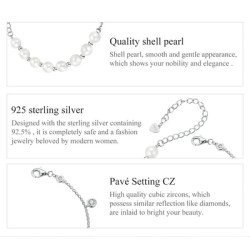 Bamoer Βραχιόλι Bsb189 Με Πέρλες & Κυβική Ζιρκόνια, Ασήμι 925, Ασημί