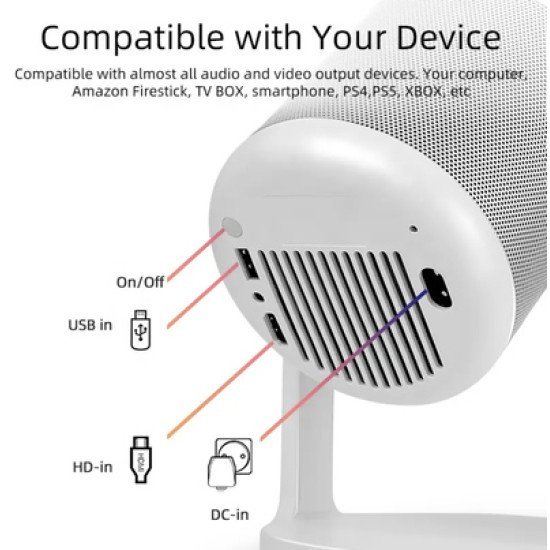 Powertech Smart Βιντεοπροβολέας Pt-1305, 1080P, Wifi, Android, 170 Ansi Lumens, Λευκός Powertech Smart Βιντεοπροβολέας Pt-1305, 1080P, Wifi, Android, 170 Ansi Lumens, Λευκός