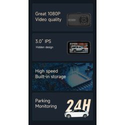 Powertech Κάμερα Αυτοκινήτου Pt-1333, 3" Οθόνη, 1080P