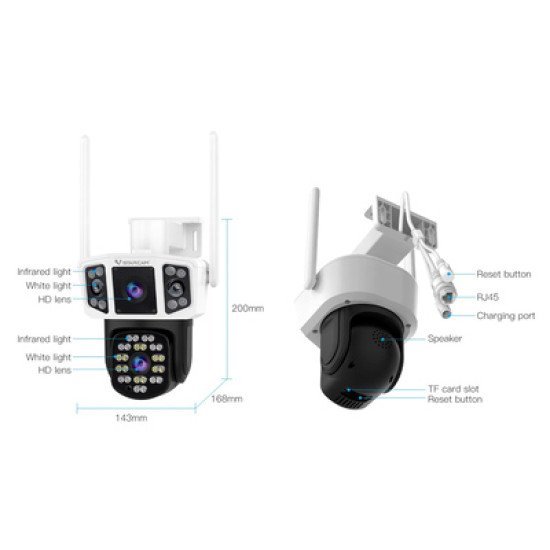 Vstarcam Smart Κάμερα Cs667Dr, Dual Lens, 3Mp, Wifi, Sd, Ptz, Ip66