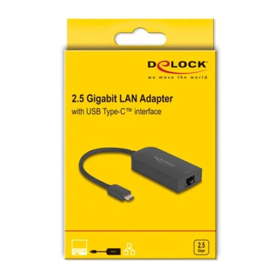 Delock Αντάπτορας Δικτύου 66046, Usb-C, 2.5Gbps Ethernet, Μαύρος Delock Αντάπτορας Δικτύου 66046, Usb-C, 2.5Gbps Ethernet, Μαύρος