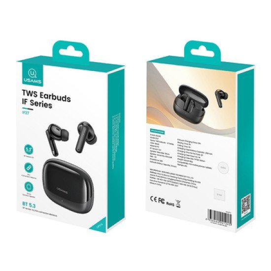 Usams Earphones Με Θήκη Φόρτισης If27, Tws, Φ13Mm, 25/250Mah, Μαύρα Usams Earphones Με Θήκη Φόρτισης If27, Tws, Φ13Mm, 25/250Mah, Μαύρα
