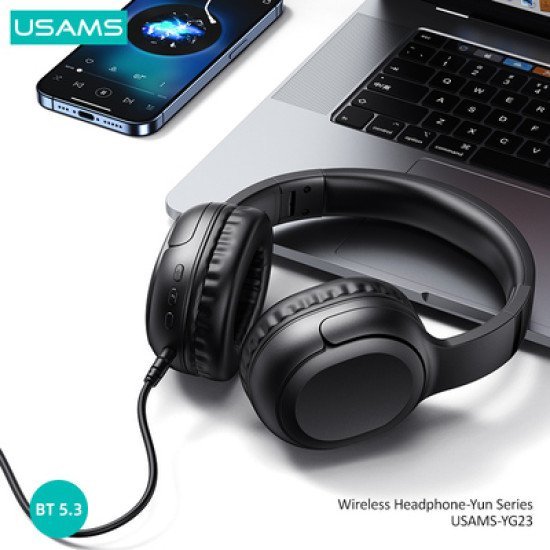 Usams Headphones Yg23, Ασύρματα & Ενσύρματα, Φ40Mm, 300Mah, Μαύρα Usams Headphones Yg23, Ασύρματα & Ενσύρματα, Φ40Mm, 300Mah, Μαύρα