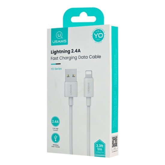 Usams Καλώδιο Lightning Σε Usb Us-Sj709, 12W, 480Mbps, 1M, Λευκό Usams Καλώδιο Lightning Σε Usb Us-Sj709, 12W, 480Mbps, 1M, Λευκό