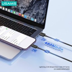 Usams Καλώδιο Lightning Σε Usb Us-Sj689, 12W, 480Mbps, 1M, Μαύρο Usams Καλώδιο Lightning Σε Usb Us-Sj689, 12W, 480Mbps, 1M, Μαύρο