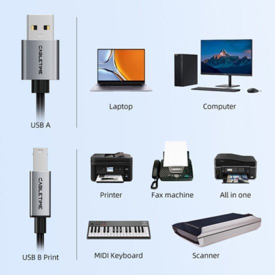Cabletime Καλώδιο Usb Σε Usb Type B Ct-Ambm1, 480Mbps, 5M, Μαύρο Cabletime Καλώδιο Usb Σε Usb Type B Ct-Ambm1, 480Mbps, 5M, Μαύρο