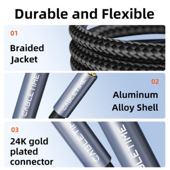 Cabletime Καλώδιο Ήχου 3.5Mm Σε 6.35Mm Ct-Av321-H11G, 1M, Μαύρο Cabletime Καλώδιο Ήχου 3.5Mm Σε 6.35Mm Ct-Av321-H11G, 1M, Μαύρο