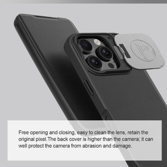 Nillkin Θήκη Qin Prop Leather Για Iphone 16 Pro Max, Δερμάτινη, Μαύρη Nillkin Θήκη Qin Prop Leather Για Iphone 16 Pro Max, Δερμάτινη, Μαύρη