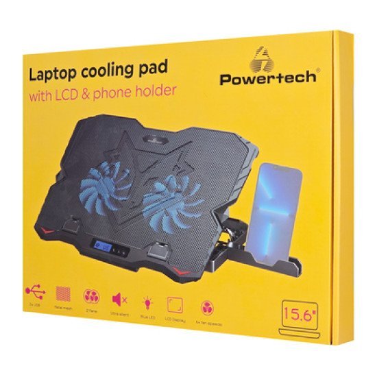 Powertech Βάση & Ψύξη Laptop Pt-1346, Έως 15.6", 2X 125Mm Led Fan, Μαύρη Powertech Βάση & Ψύξη Laptop Pt-1346, Έως 15.6", 2X 125Mm Led Fan, Μαύρη