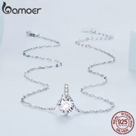 Bamoer Κολιέ Bsn273 Με Κυβική Ζιρκόνια, Ασήμι 925, Ασημί Bamoer Κολιέ Bsn273 Με Κυβική Ζιρκόνια, Ασήμι 925, Ασημί