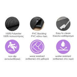 Home Use Πατάκι Εισόδου Huh-0207, Αντιολισθητικό, 60X40Cm, 6Mm Πάχος, Γκρι