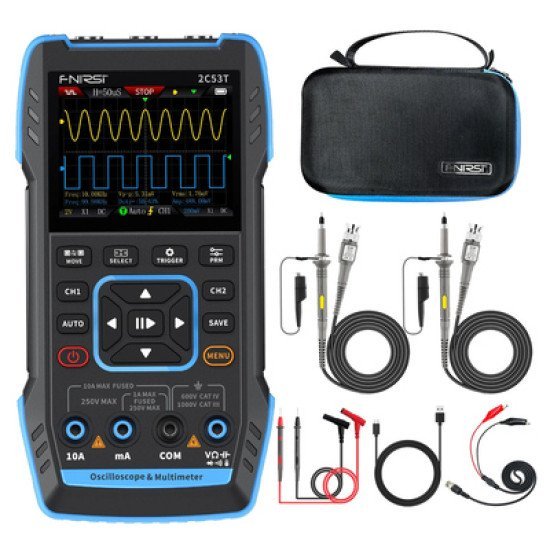 Fnirsi 3 Σε 1 Παλμογράφος/Πολύμετρο/Signal Generator Χειρός 2C53T, Επαναφορτιζόμενο Fnirsi 3 Σε 1 Παλμογράφος/Πολύμετρο/Signal Generator Χειρός 2C53T, Επαναφορτιζόμενο
