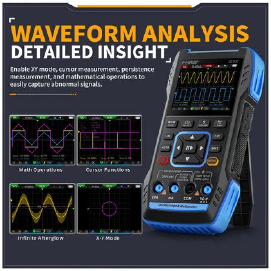 Fnirsi 3 Σε 1 Παλμογράφος/Πολύμετρο/Signal Generator Χειρός 2C53T, Επαναφορτιζόμενο Fnirsi 3 Σε 1 Παλμογράφος/Πολύμετρο/Signal Generator Χειρός 2C53T, Επαναφορτιζόμενο