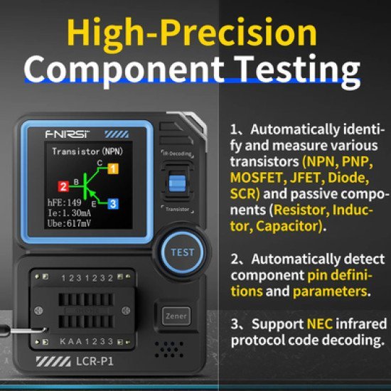 Fnirsi Transistor Tester Lcr-P1, Επαναφορτιζόμενο Fnirsi Transistor Tester Lcr-P1, Επαναφορτιζόμενο