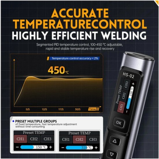 Fnirsi Κολλητήρι Hs-02B, 100W, 100~450 °C Fnirsi Κολλητήρι Hs-02B, 100W, 100~450 °C