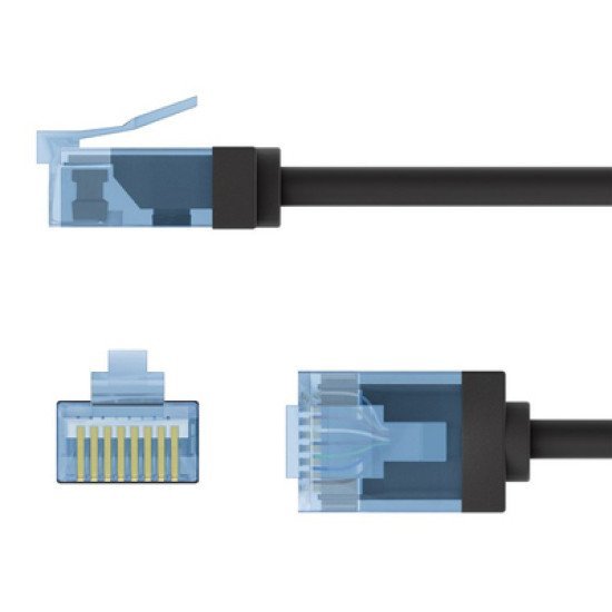 Goobay Καλώδιο Δικτύου 74230, Cat 6A U/Utp, Slim, Copper, 500Mhz, 0.15M, Μαύρο
