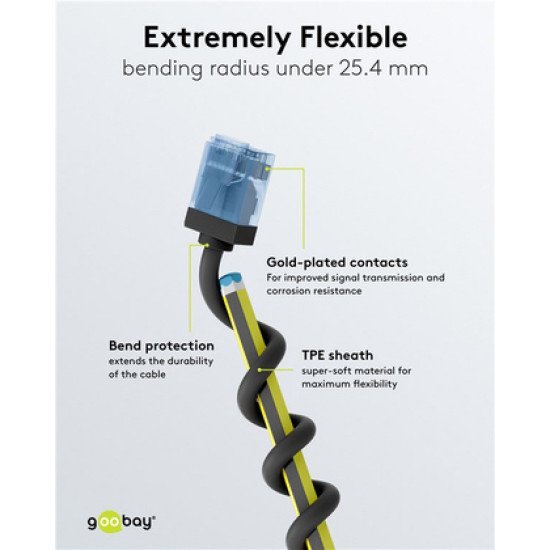 Goobay Καλώδιο Δικτύου 74230, Cat 6A U/Utp, Slim, Copper, 500Mhz, 0.15M, Μαύρο